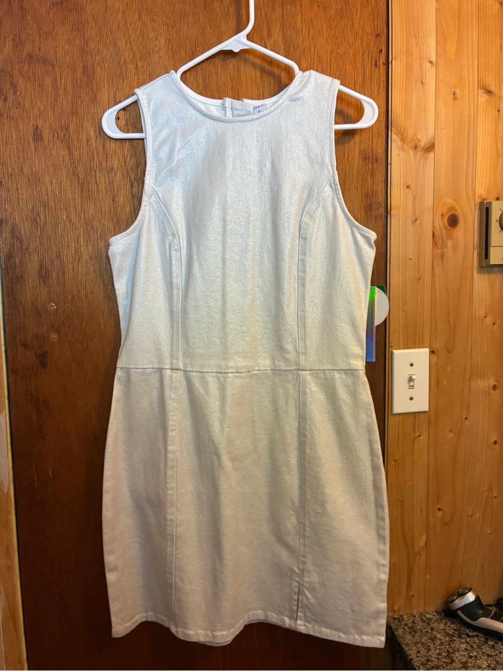 Tinsel town white shimmering denim dress